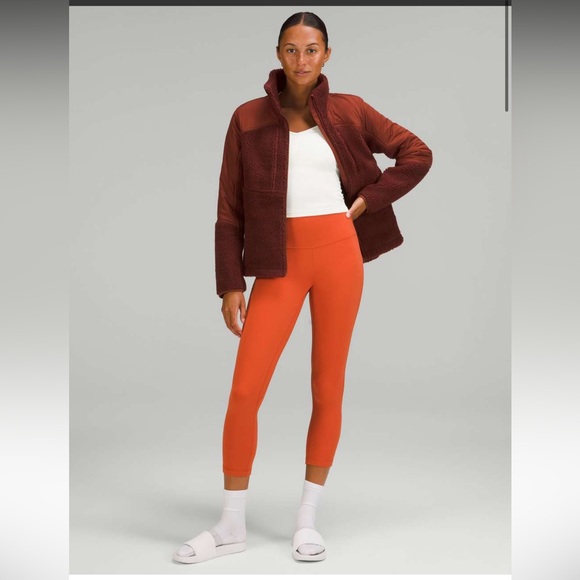 Lululemon textured fleece full zip jacket sz 14 in date brown - Picture 2 of 9